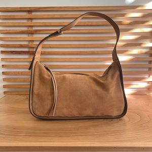 Suede and Leather Horseshoe Purse, Mango Bag